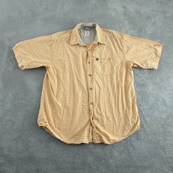 The North Face A5 Series Mens Short Sleeve Button-Down Shirt L/G Orange Plaid 35 - Picture 1 of 9